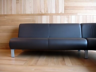 Modern black leather couch